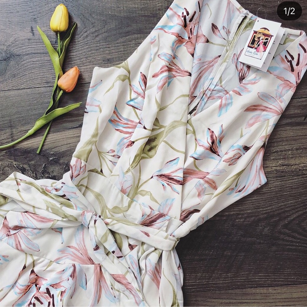 Floral Mini Wrap Style Dress